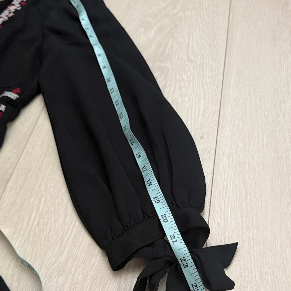 Ann Taylor Black Long Sleeve Boho Dress with Embroidery - Picture 8 of 10